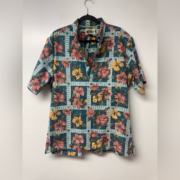 Vintage Reyn Spooner Art of Eddy Y Hawaiian Shirt XL Floral Vacation Resort X